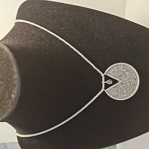 LUCKY BRAND AB & Silvertone   Rhinestones on 20" long Charmed Necklace
